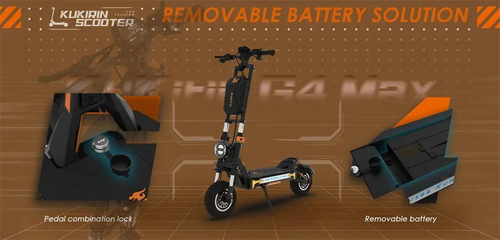 Original KuKirin G4 Max Off-Road Electric Scooter 2*1600W Motor 60V 35.2Ah 95km Max Range 86km/h Speed foldable Kick EScooter.