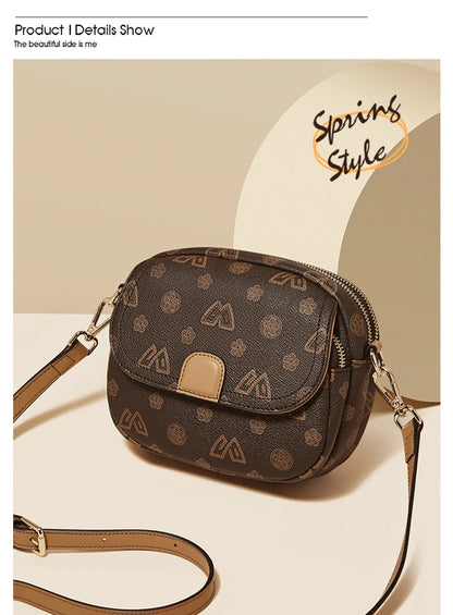 FOXER Women Small Shoulder Bag Fashion Monogram PVC Lady Crossbody Handbag with Adjustable Strap.