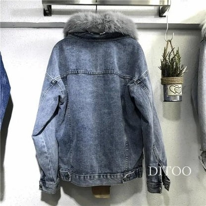 Frauen Denim Kosten Einreiher Taste Jacken Fleece Patchwork Strickjacke Taschen Oberbekleidung Casual Warm Solide Lose Fit.
