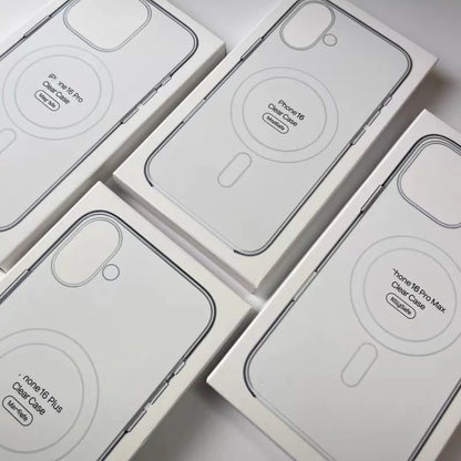 Original Transparent MagSafe Phone Case for iPhone 17 16pro max 15 16 Pro 13 14 Magnetic Wireless Charging Clear Hard PC Cover.