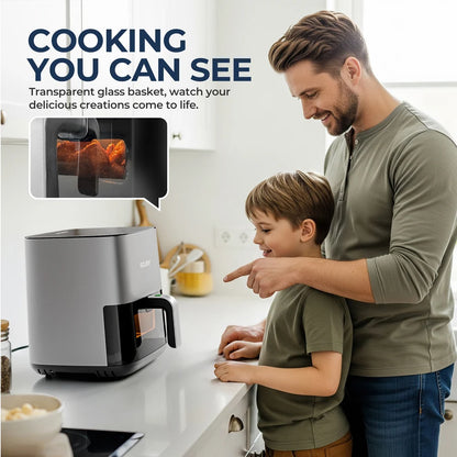 ROUNY Air Fryer 5L, Electric Hot Fryer Oven Oilless Cooker with Touch Control & Nonstick Basket & Visible Window, Family Size.