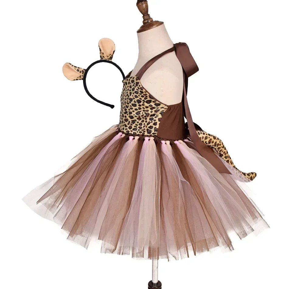 Halloween Tier Cosplay Kostüm für Kinder Wald Thema Kühe Tiger Giraffe Leopard Zebra Tutu Kleider Performance Tanz Sets