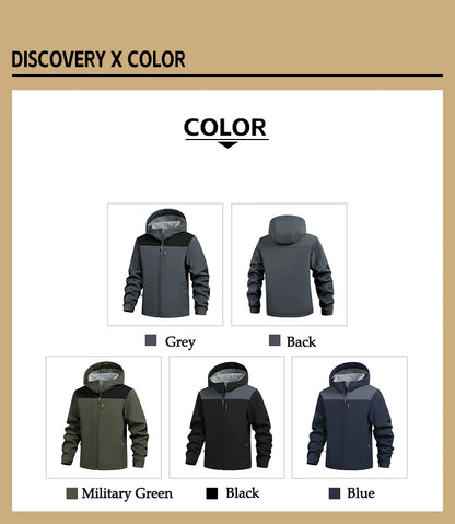 Jacket Coat Winter Soft Case Male Outdoor Sports Hooded Coat Multi-pocket Inside Fleece Casual Waterproof Windproof Sport Jacket.