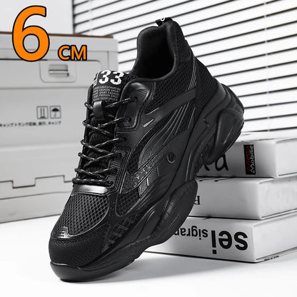 6CM Man Hidden Elevator Shoes Breathable Mesh Sneakers Anti-Slip Thick Sole Comfortable Casual Athletic Sports for Men Non-Slip.