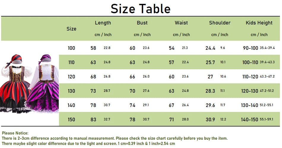 Halloween Mädchen Cosplay Piratenkapitän Kleid Kinder Karneval Event Maskerade Party Festival Kostüm Kinder Performance Bekleidung.