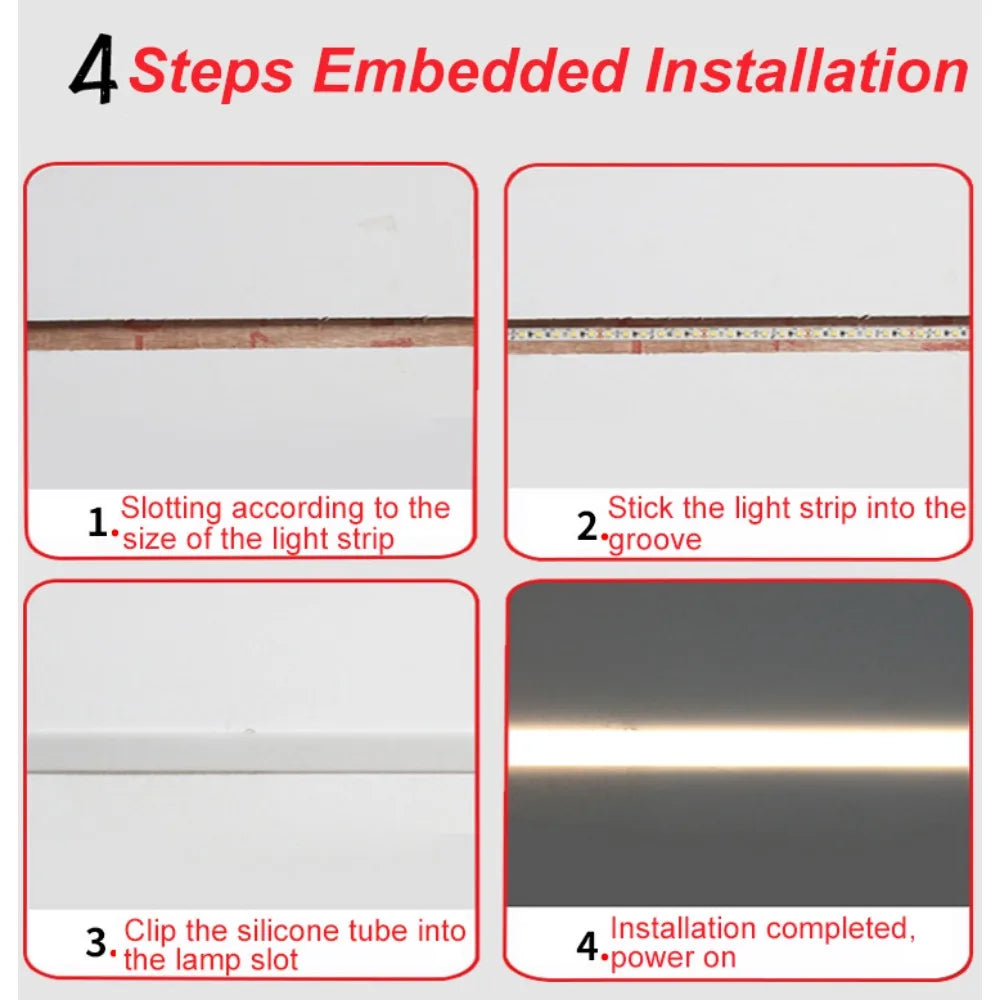 1-5M Recessed White Silicone Tube Border Led Neon Flexible Channel Holder Easy Install Waterproof Dustproof DIY Special-shaped.