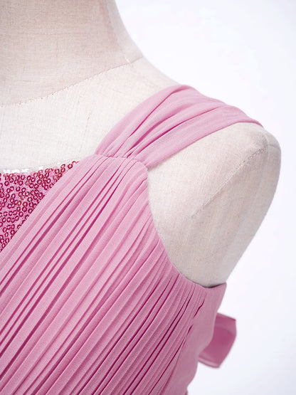 Kinder Blumenmädchenkleid Ärmellos Pailletten Hi-Low-Saum Abendkleid Elegantes Chiffon Prinzessin Geburtstag Formales Hochzeitskleid.