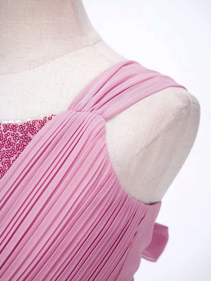 Kinder Blumenmädchenkleid Ärmellos Pailletten Hi-Low-Saum Abendkleid Elegantes Chiffon Prinzessin Geburtstag Formales Hochzeitskleid.