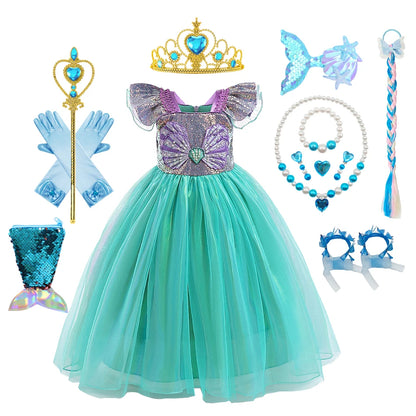Disney Kleine Meerjungfrau Prinzessin Kleid Kinder Phantasie Karneval Cosplay Kostüm Geburtstag Hochzeit Party Kleidung Halloween Kostüm.