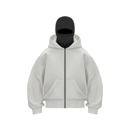 2025 Autumn Men Balaclava Y2K Gothic Harajuku Winter New Item Double Hooded Sweatshirt Men's Hooded Mask Zipper Sportswear Women