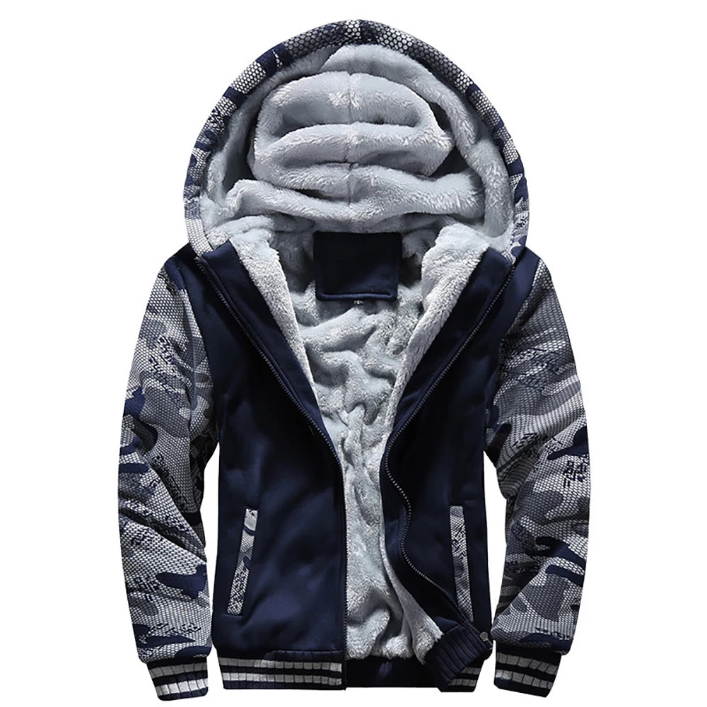 Men's Jacket Camouflage Thicken Winter Jackets for Men Fleece Long Sleeve Coat Man Casual Hoodies Streetwear Men's Coats.