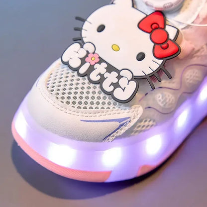 Hello Kitty Children's In-line Skating Shoes Four-Wheel Design Adjustable Roller Blades for Boys Girls Sports Footwear Sneakers.