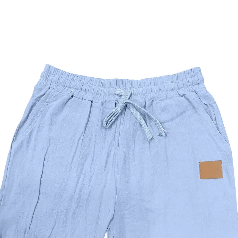 Frühling Sommer Dünne männer Casual Leinen Hosen Strand Stil Kordelzug Gerade Bein Lange Hosen Hochwertige Bequeme Passform