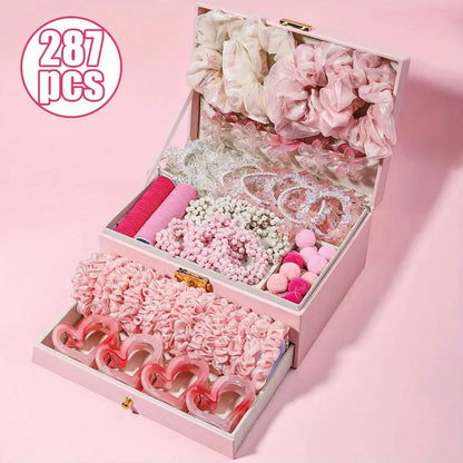 1150-Pcs Hair Clip Pearl Shark Fin Hair Grips Elastic Band Seamless Hair Bands Hair Ties Hair Accessories Gift Box Set