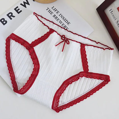 3pcs Cotton Women's Panties Sweet Cute Printed Student Mid-Waist Underwear Fashionable Breathable Girls Daily Briefs.