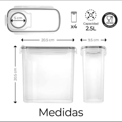 4PCS Kitchen Food Storage Tank Miscellaneous Grain Storage Box 2.5L/4L Set Transparent PP Sealed and Waterproof Storage Tank..