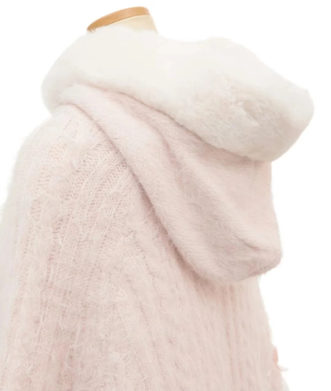 Japanische Liz Süße Prinzessin Faux Kaninchen Fell Cape Mantel Frauen Herbst Winter Pelz Jacke Lose Uhr Strass Bogen Mit Kapuze Mantel.