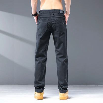 Seven-Color Stretch Jean Men's Trendy Wild Simple 97% Cotton High-End Slim-Fitting Small Straight Casual Men's Clothing Trousers