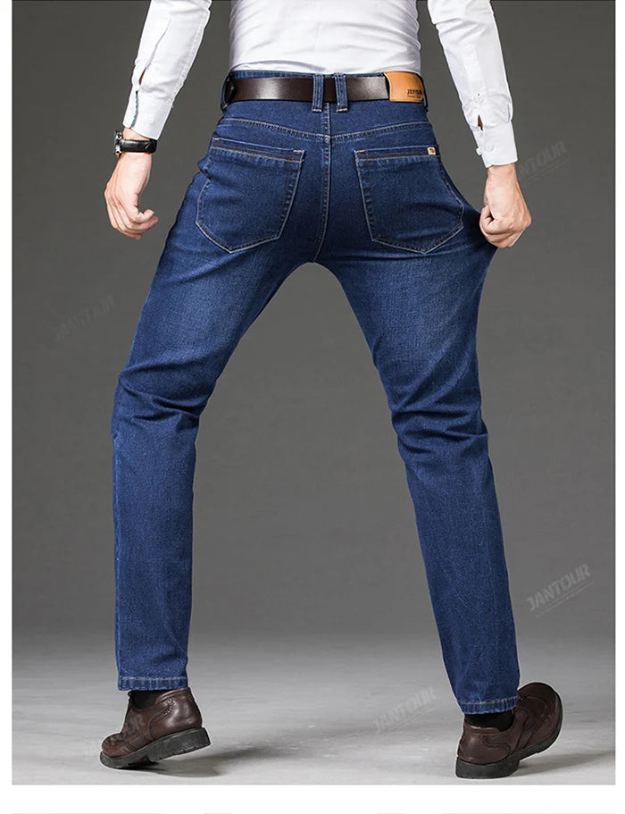 Baumwolle Herren Jeans Denim Hosen Marke Klassische Kleidung Overalls Gerade Hosen für Männer Schwarz Oversize Große Größe 35 40 42 44 46.