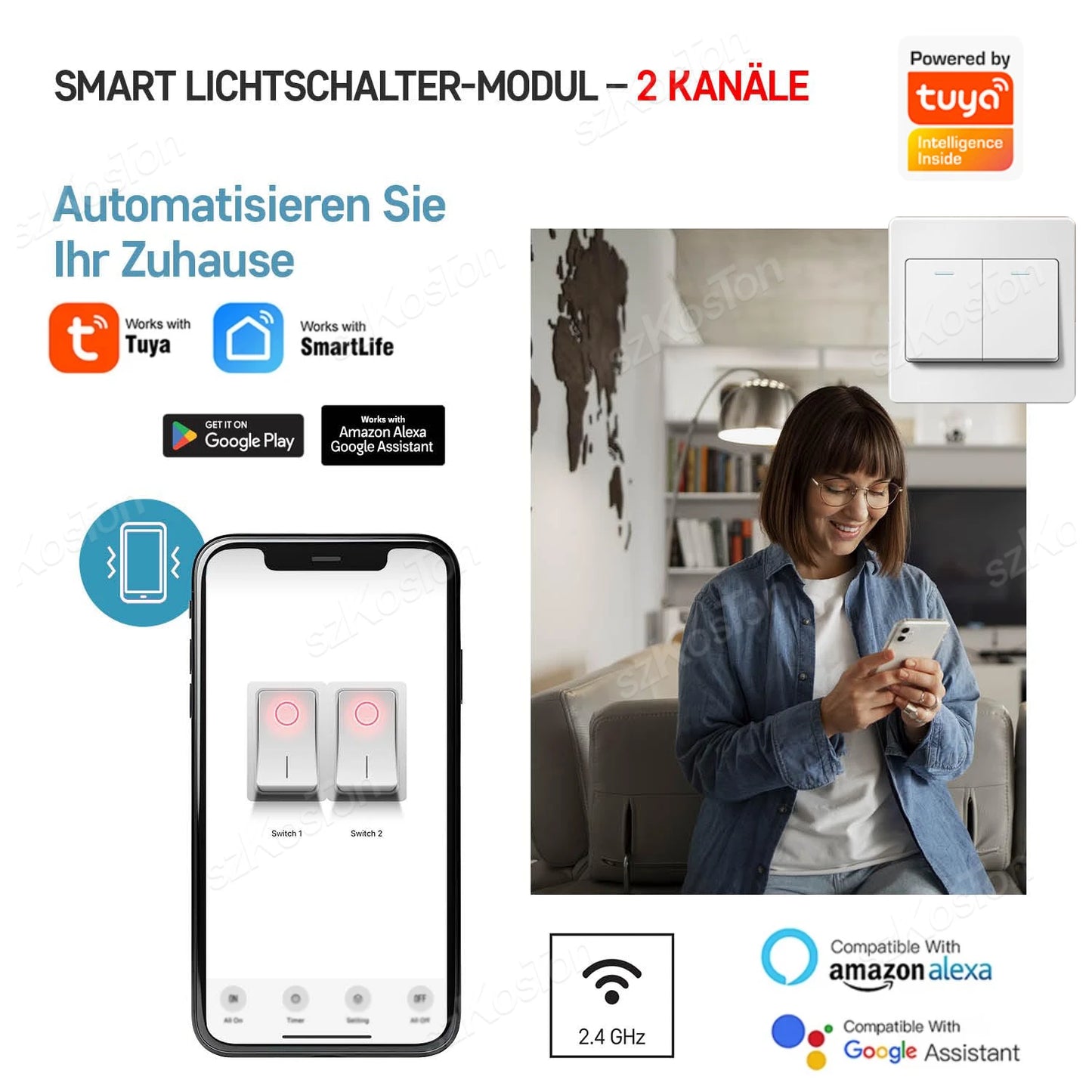 16A Tuya WiFi Smart Switch Modul Smart Home 2CH MiNi DIY Licht Breaker Timer Sprachsteuerung Funktioniert mit Alexa Google Hause.
