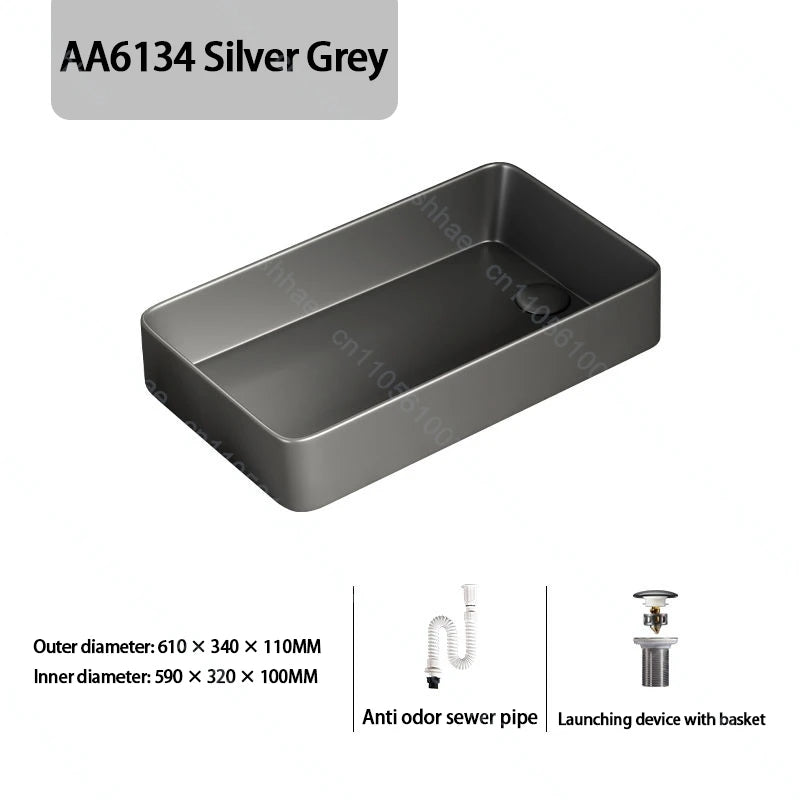 Luxuriöses Keramikgefäßwaschbecken, quadratisches Badezimmerwaschbecken, Arbeitsplatte, Kunstwaschbecken für Waschtischplatte, Keramik-Badezimmerwaschbecken für den Heimgebrauch