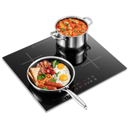 Induction Hob 4 Plates Built-in Electric Cooktop 60cm Booster Touch Control 6000W 9 Power Levels 1-99Minute Timer Child Lock.