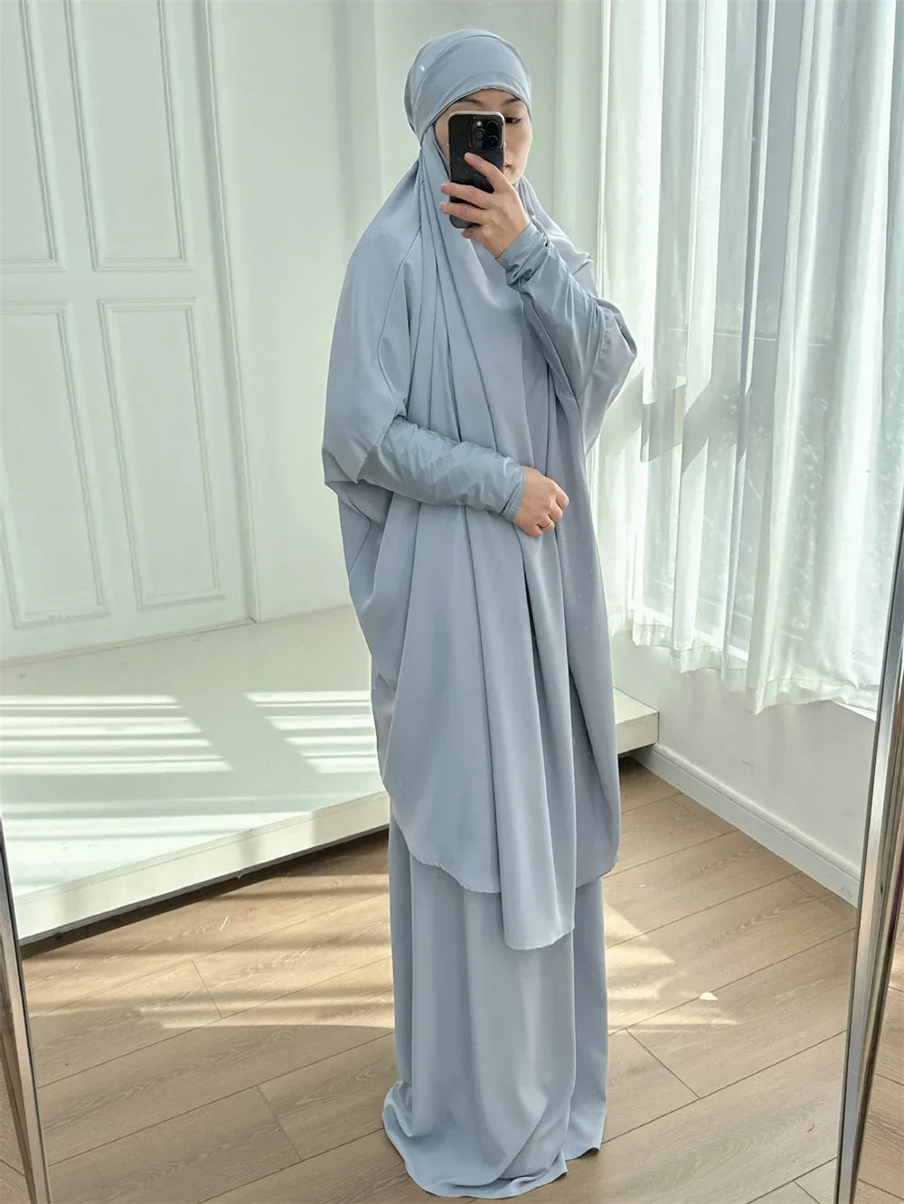 16 Colors 2 Pcs Set Ramadan Eid Modest Abaya Women Muslim Dress Hijab Suit Kaftan Robe Femme Musulmane Islam Caftan Kebaya Sets.