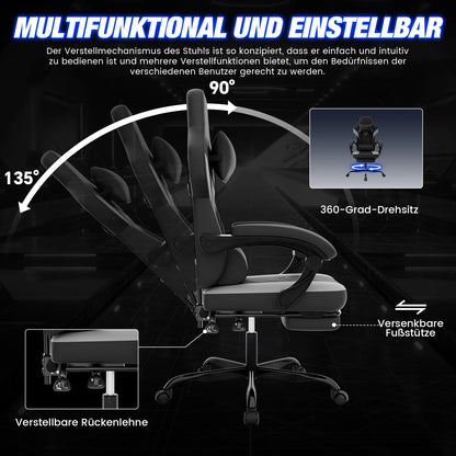 WOTSTA Gaming-Stuhl, ergonomischer Bürostuhl, Renncomputerstuhl, höhenverstellbarer Computerstuhl mit Kopfstütze