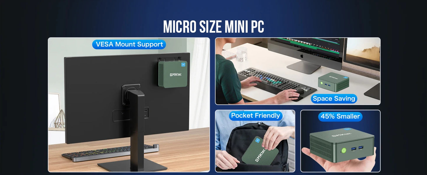 GMKtec G3 Mini PC Intel Alder Lake N100 Windows 11 Pro Desktop Computer 8/16GB RAM 256/512GB PCIe M.2 SSD WiFi 6 BT5.2 Mini PC.
