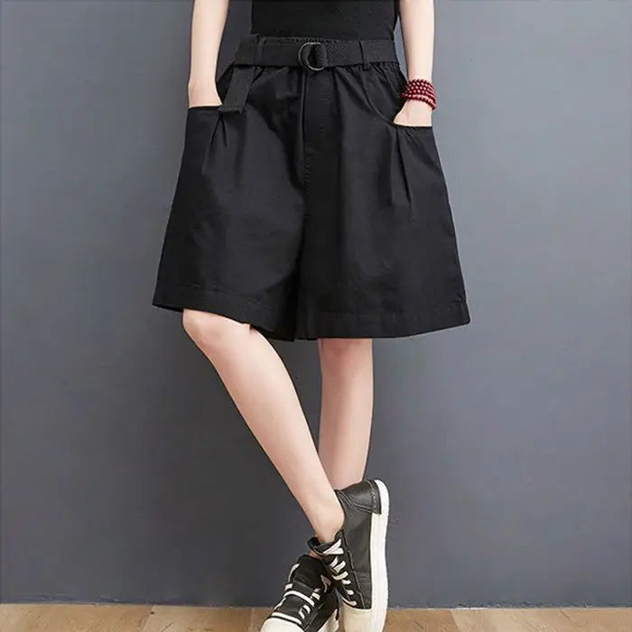 Women's Shorts Half Baggy Mid Length Wide Black Female Short Pants Loose Bermuda Knee Low Price Classic Harajuku Fashion New In