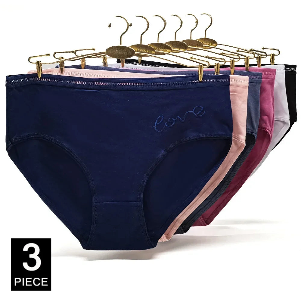 Panties Plus Size Cotton Underwear Women Briefs Woman Knickers Lady Lingerie Girl intimate Large 3 Pieces/Lot.