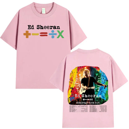 Ed Sheeran European Tour 2025 T Shirts Men Women Clothing Summer Cotton Casual Short Sleeve T-shirt Fashion Oversized Tee Shirt.