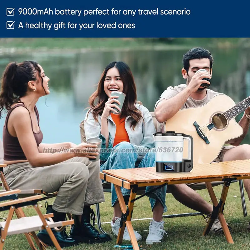 W102 Hydrogen Water Bottle Generator 64 Ounces Hydrogen Water Ionizer Pitcher Generator Machine with PEM Concentrator Technology.