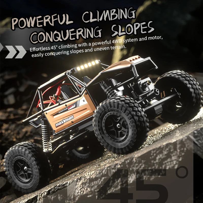 1/18 RC Climbing Car 4WD Off-road Remote Control Vehicle RTR Rock Crawler Big-wheel 4x4 Electric Truck Model Toys for Kids.