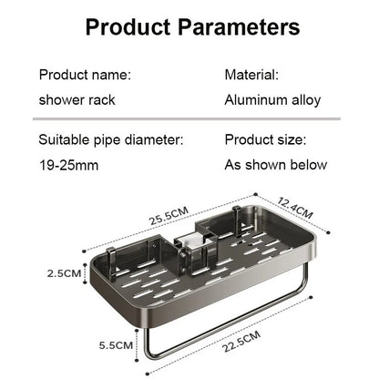 Bad Dusche Lagerung Dusche Gel Shampoo Rack Dusche Stange Abnehmbare Tablett Aluminium legierung Seife Halter Dusche Regal