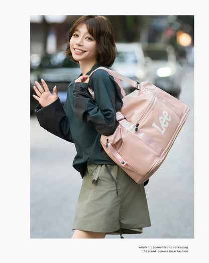 LEE Expandable Large Capacity Luggage Travel Handbag Women Sports Fitness Gym Yoga Bag Waterproof Dry Wet Pocket Duffel Bag