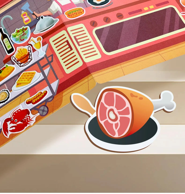 Kids' Reusable Castle Jelly Sticker Book Multi-Theme DIY Creative Jelly Stickers Portable Quiet Busy Book Montessori Sticker Toy.