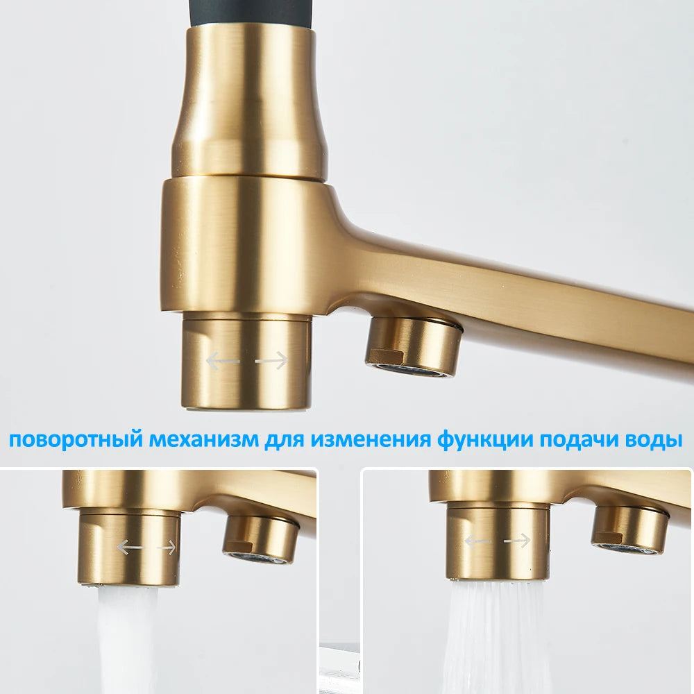 Kitchen Faucet Filtered Water Dual Spout Purification Feature Kitchen Tap 360 Rotation Water Crane For Kitchen