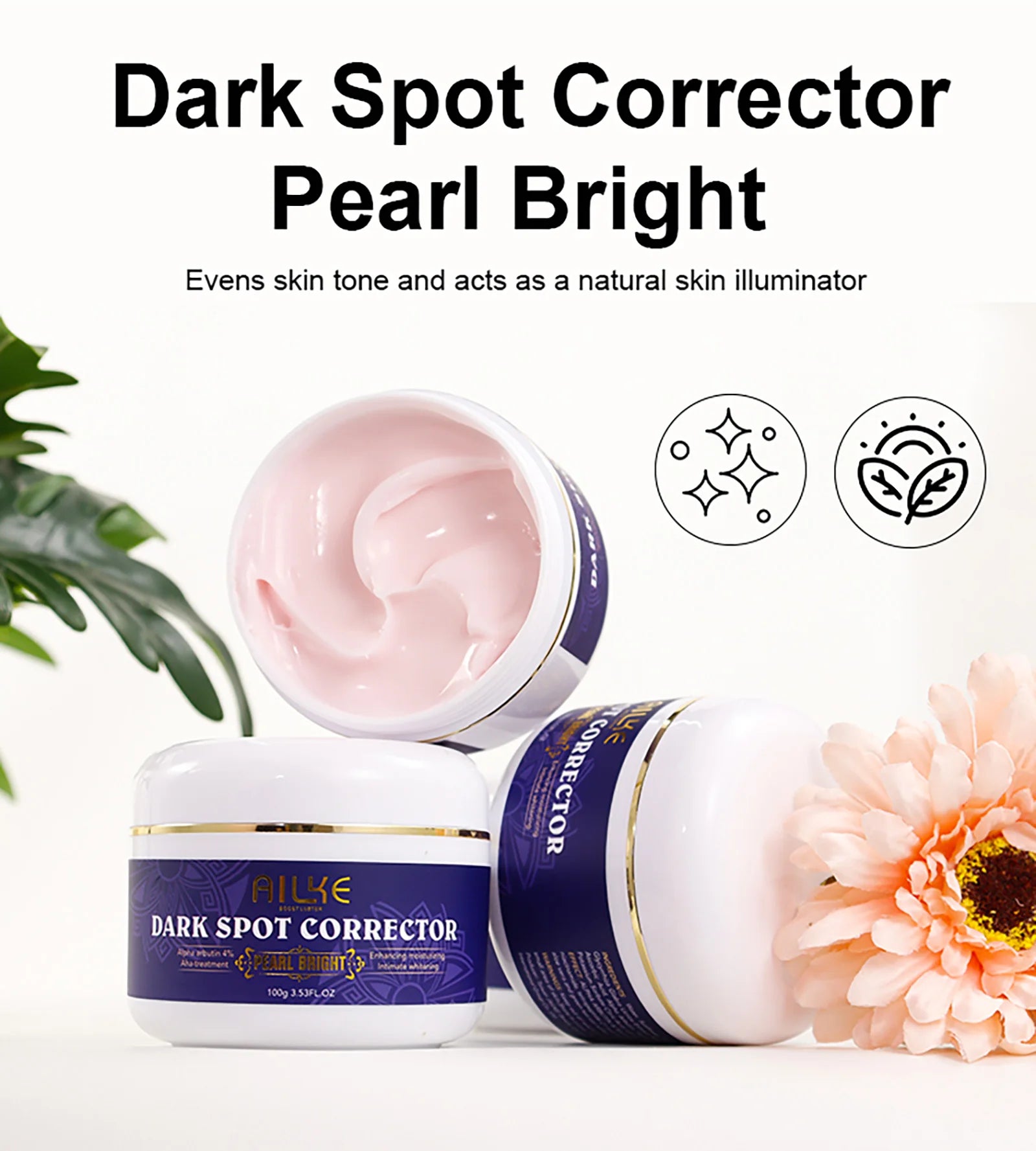 AILKE Double Glutathione Dark Spots Remover Face Cream, For Armpit, Elbows, Legs, White Spots, Age Spots, Sun Spots, Freckles.