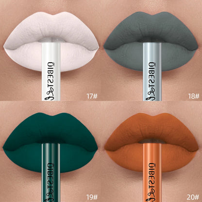 QIBEST Sexy Red Matte Lip Gloss Long Lasting Velvet Liquid Lipstick Lip Makeup Women Beauty Nonstick Cup Waterproof Lipgloss Hot.