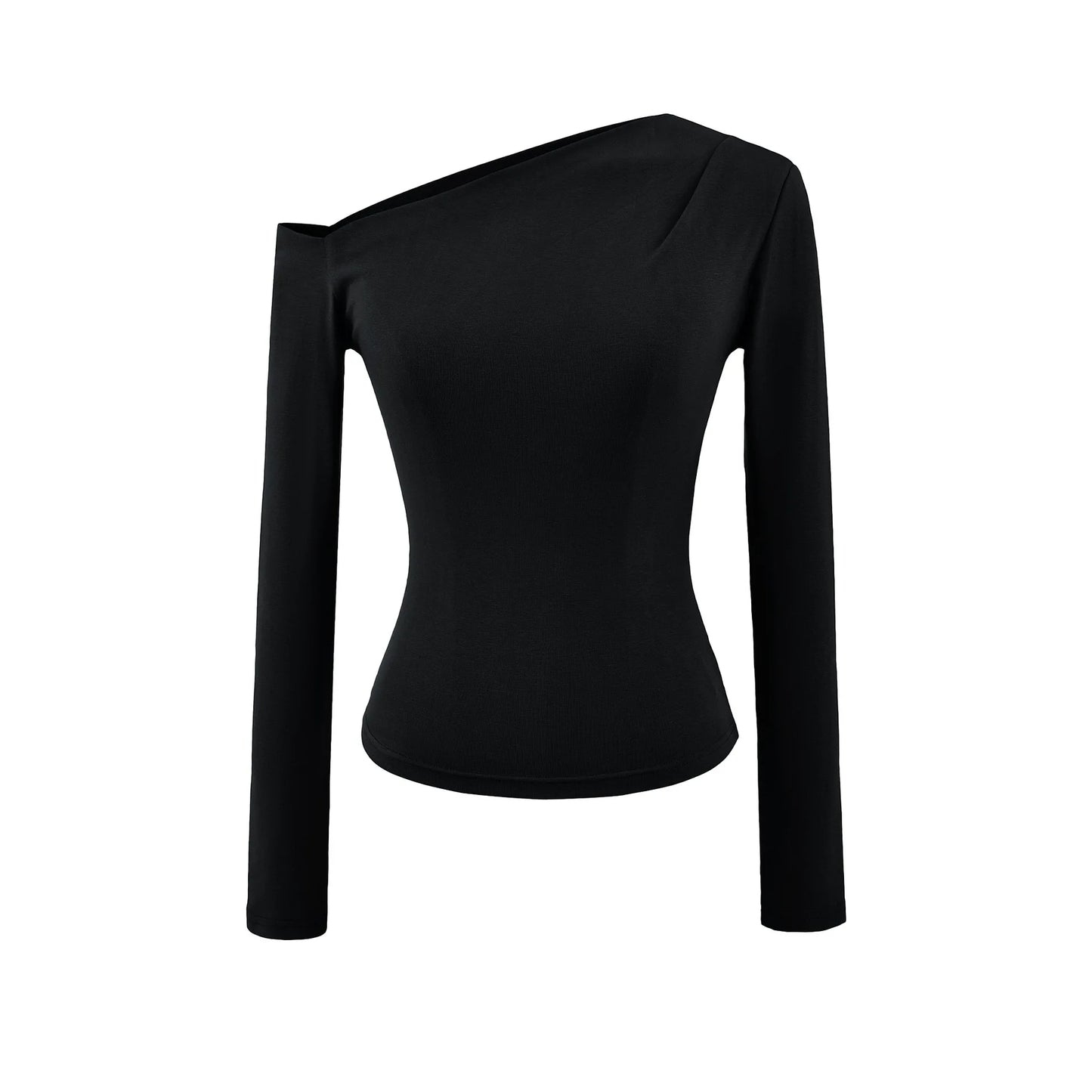 Women Long Sleeve One Shoulder Basic Top Tee Tshirt