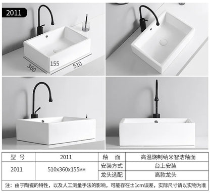 Arbeits platte Waschbecken Seite Entwässerung Keramik Waschbecken Balkon Waschbecken Kunst becken Einzel becken quadratischer Kreis