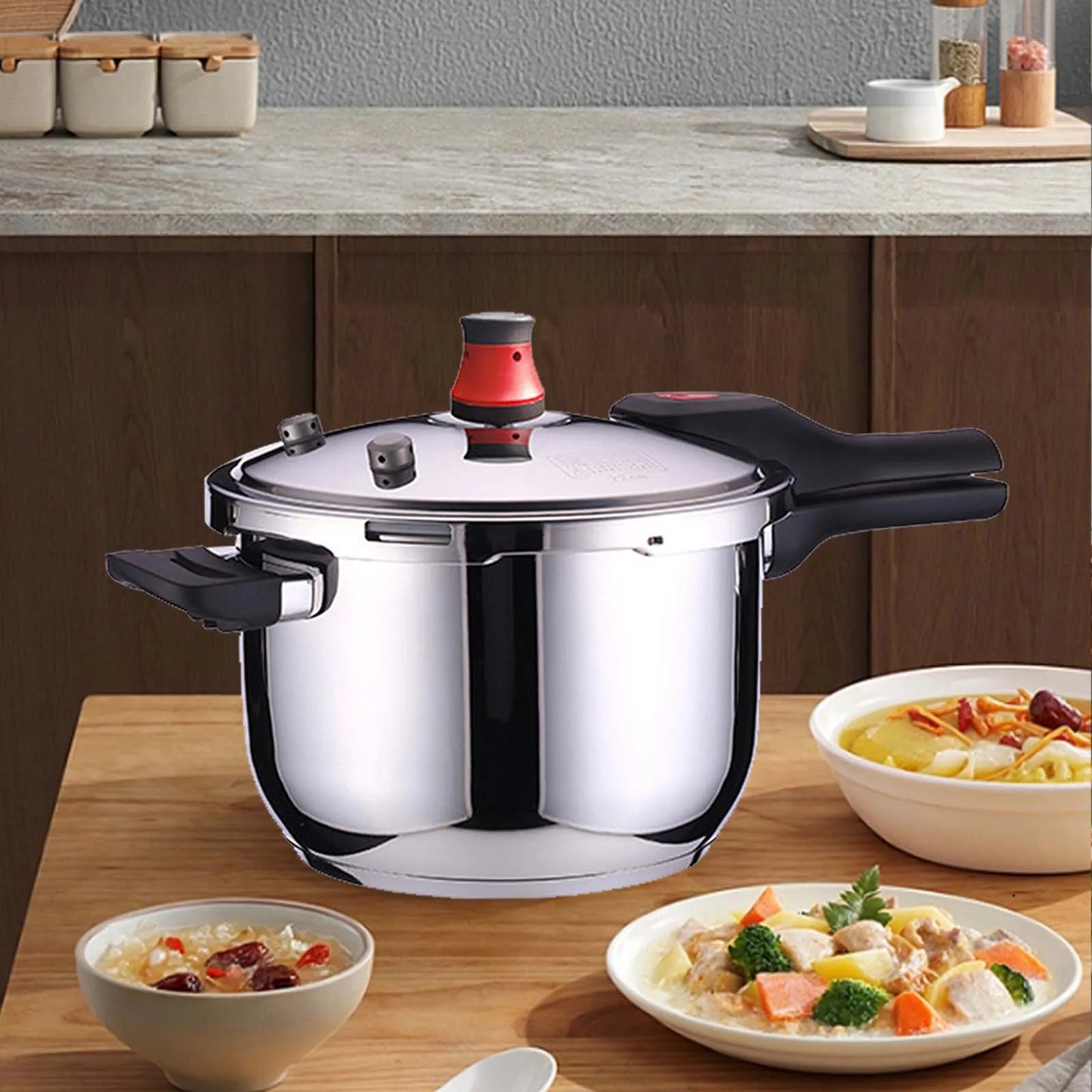 4L/5L/6L 304 Stainless Steel Pressure Cooker Thickened Household Gas Induction Cooking Universal Explosion-proof Pressure Cooker.