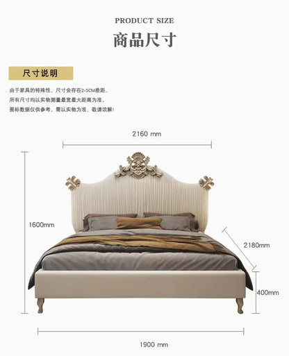 Klassisches europäisches Bett, Doppelbett, King-Size-Bett, Kopfteil, hochwertiges Bett, Twin, kreieren Sie das Hauptschlafzimmer, Cama De Casal, Wohnmöbel