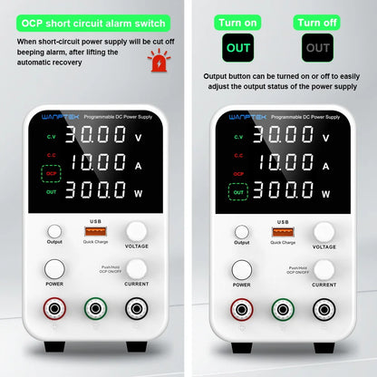 Wanptek Laboratory Power Supply 30V 5A 30V 10A 60V 5A 120V 3A Encoder Adjustment with USB Fast Charging Lab DC Power Supply.