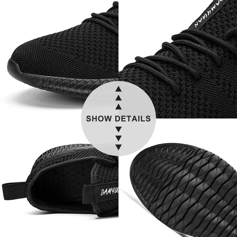 Fujeak Ultralight Running Shoes for Men Casual Breathable Mesh Sneakers Anti-slip Fashion Solid Colour Men's Shoes Plus Size 46.