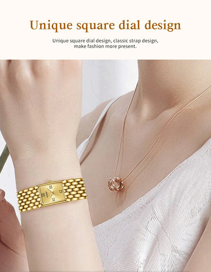LIGE Silver Watch for Women Square Ladies Quartz Wristwatches Stainless Steel Women Small Gold Watch Luxury Casual Fashion Watch.