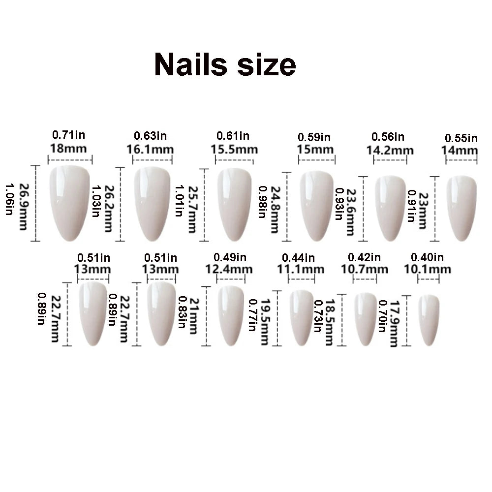 24pcs/set Medium long square fake nails for women girls cute heart flowers feather butterfly design press on false nail art tips.