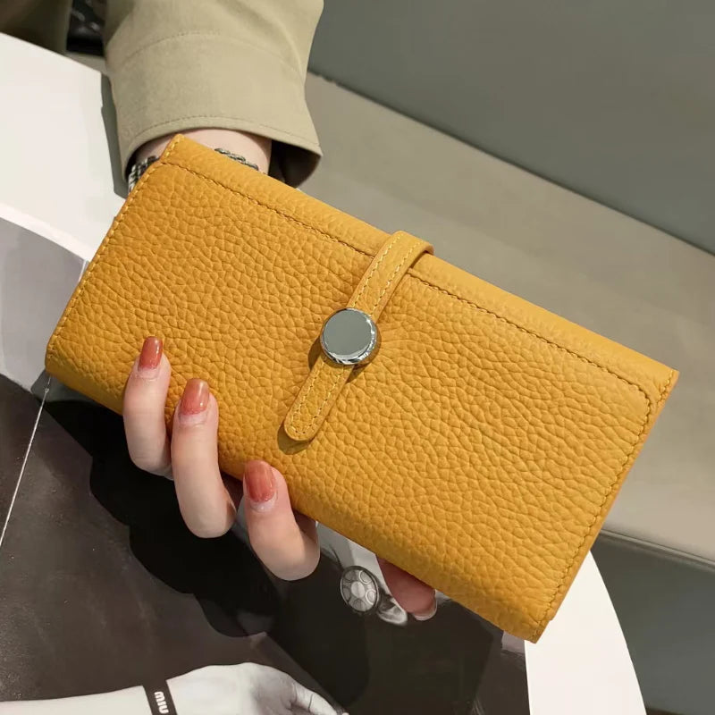 Genuine Leather Wallet Women Long Clutch Fashion Luxury Brand Ladies Purses Card Holder Zipper Coin Pocket High Quality Billfold