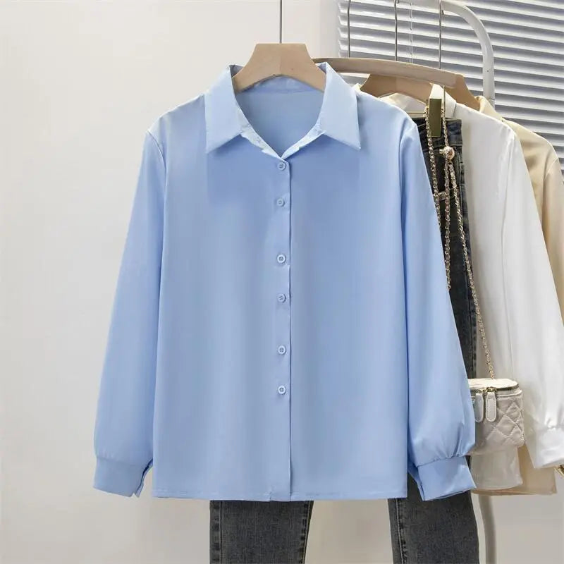 Spring Autumn Casual Chiffon Shirt Women Shirts Fashion Female Long Sleeve Loose Solid Blouse Tops Office Lady Shirts.